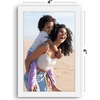 image:imageAmericanflat 24x30 Poster Frame  Slim Molding  Black  Polished plexiglass front hangs vertical or horizontal sawtooth hangers included secure turntab backingWhite