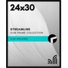 image:imageAmericanflat 24x30 Poster Frame  Slim Molding  Black  Polished plexiglass front hangs vertical or horizontal sawtooth hangers included secure turntab backingBlack