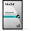 image:imageAmericanflat 24x30 Poster Frame  Slim Molding  Black  Polished plexiglass front hangs vertical or horizontal sawtooth hangers included secure turntab backingBlack