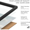 image:imageAmericanflat 24x30 Poster Frame  Slim Molding  Black  Polished plexiglass front hangs vertical or horizontal sawtooth hangers included secure turntab backingBlack