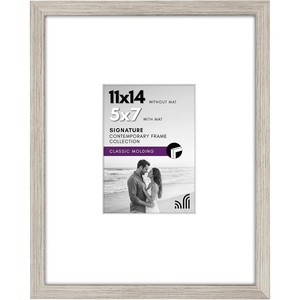 image:imageAmericanflat 11x14 Picture Frame with ShatterResistant Glass  Use as 5x7 Frame with Mat or Display 11x14 Photo Without Mat  Signature Collection  Picture Frames for Wall Display  Black  Shatterresistant glass hangs vertical or horizontal sawtooth hangers included use with or without matDriftwood