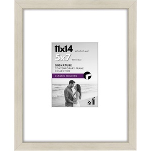 image:imageAmericanflat 11x14 Picture Frame with ShatterResistant Glass  Use as 5x7 Frame with Mat or Display 11x14 Photo Without Mat  Signature Collection  Picture Frames for Wall Display  Black  Shatterresistant glass hangs vertical or horizontal sawtooth hangers included use with or without matLight Wood