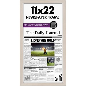 image:imageAmericanflat 11x22 Newspaper Frame with Polished Plexiglass  Display for Assorted Media Articles  Signature Collection  Modern Picture Frame for Wall Display  BlackLight Wood