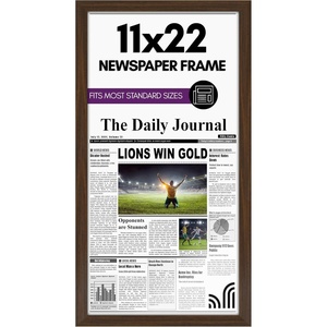image:imageAmericanflat 11x22 Newspaper Frame with Polished Plexiglass  Display for Assorted Media Articles  Signature Collection  Modern Picture Frame for Wall Display  BlackWalnut