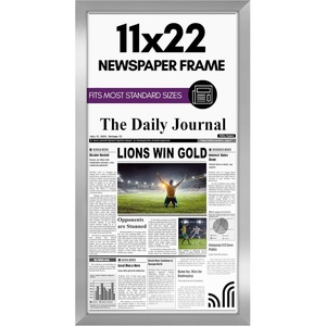 image:imageAmericanflat 11x22 Newspaper Frame with Polished Plexiglass  Display for Assorted Media Articles  Signature Collection  Modern Picture Frame for Wall Display  BlackSilver