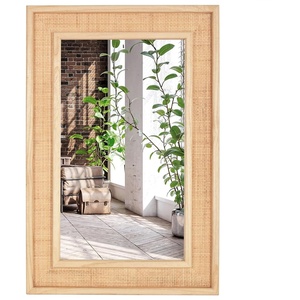 image:imageAmericanflat 11x23 Oval Mirror  Hanging Mirrors with Aluminum Frame  Modern Mirror for Bathroom Bedroom Living Room  Mirrors for Wall Display and Home Decor  BlackNatural Oak