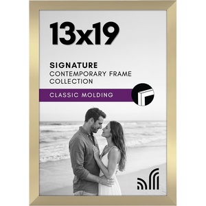 image:imageAmericanflat 14x20 Picture Frame with Polished Plexiglass  Signature Collection  GalleryStyle Frames Made of Engineered Wood  Photo Frame for Wall Display  Black  Polished plexiglass front hangs vertical or horizontal sawtooth hangers included fits photos posters and artGold