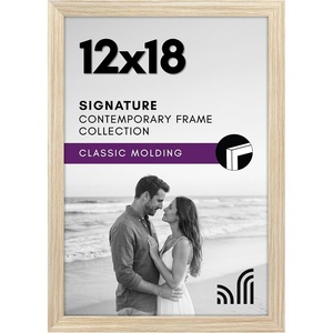image:imageAmericanflat 14x20 Picture Frame with Polished Plexiglass  Signature Collection  GalleryStyle Frames Made of Engineered Wood  Photo Frame for Wall Display  Black  Polished plexiglass front hangs vertical or horizontal sawtooth hangers included fits photos posters and artNatural Oak