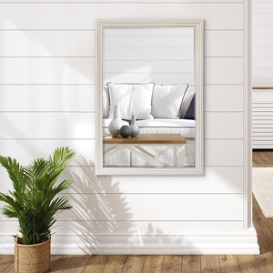 image:imageAmericanflat 24 Square Mirror  Hanging Mirrors with Durable Frame  Modern Mirror for Bathroom Bedroom Living Room  Mirrors for Wall Display and Home Decor  BlackDistressed White