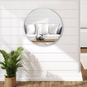 image:imageAmericanflat 24 Square Mirror  Hanging Mirrors with Durable Frame  Modern Mirror for Bathroom Bedroom Living Room  Mirrors for Wall Display and Home Decor  BlackSilver