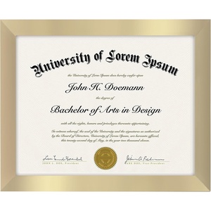 image:imageAmericanflat 85x11 Diploma Frame with ShatterResistant Glass  Document Frames with Engineered Wood  Legacy Collection  Certificate Frame for Tabletop and Wall Display  Walnut  Shatterresistant glass wall or tabletop display with included easel sawtooth hangers includedGold
