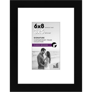 image:imageAmericanflat 9x12 Picture Frame with ShatterResistant Glass  Use as 6x8 Frame with Mat or Display 9x12 Photo Without Mat  Signature Collection  Picture Frames for Tabletop and Wall Display  Black  Shatterresistant glass wall or tabletop display with included easel sawtooth hangers included use with or without matBlack