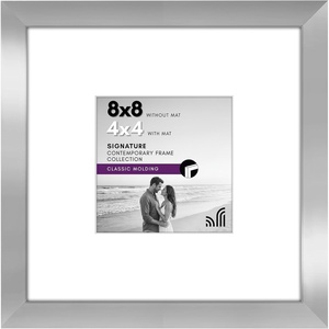 image:imageAmericanflat 9x12 Picture Frame with ShatterResistant Glass  Use as 6x8 Frame with Mat or Display 9x12 Photo Without Mat  Signature Collection  Picture Frames for Tabletop and Wall Display  Black  Shatterresistant glass wall or tabletop display with included easel sawtooth hangers included use with or without matSilver
