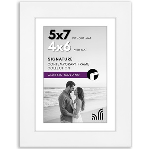 image:imageAmericanflat 9x12 Picture Frame with ShatterResistant Glass  Use as 6x8 Frame with Mat or Display 9x12 Photo Without Mat  Signature Collection  Picture Frames for Tabletop and Wall Display  Black  Shatterresistant glass wall or tabletop display with included easel sawtooth hangers included use with or without matWhite