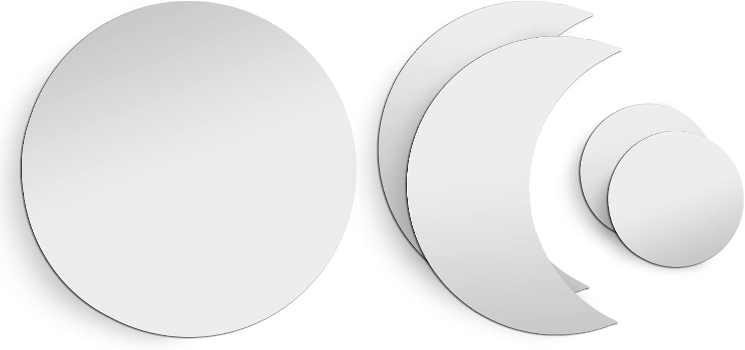 image:imageAmericanflat Adhesive Mirror Tiles  Set of 5 Moon Phase Mirrors for Wall and Home Decor  Peel and Stick Mirrors  Modern Glass Mirror for Bathroom Bedroom Living RoomMoon Phase