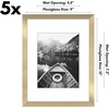 image:imageAmericanflat 11x14 Picture Frame 5Pack  Matted to 8x11  Black  Slim Molding construction Polished plexiglass front hangs vertical or horizontal sawtooth hangers includedGold