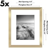 image:imageAmericanflat 11x14 Picture Frame 5Pack  Matted to 8x11  Black  Slim Molding construction Polished plexiglass front hangs vertical or horizontal sawtooth hangers includedGold