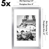image:imageAmericanflat 11x14 Picture Frame 5Pack  Matted to 8x11  Black  Slim Molding construction Polished plexiglass front hangs vertical or horizontal sawtooth hangers includedSilver