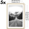 image:imageAmericanflat 11x14 Picture Frame 5Pack  Matted to 8x11  Black  Slim Molding construction Polished plexiglass front hangs vertical or horizontal sawtooth hangers includedNatural Oak