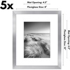 image:imageAmericanflat 11x14 Picture Frame 5Pack  Matted to 8x11  Black  Slim Molding construction Polished plexiglass front hangs vertical or horizontal sawtooth hangers includedSilver