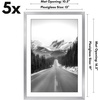 image:imageAmericanflat 11x14 Picture Frame 5Pack  Matted to 8x11  Black  Slim Molding construction Polished plexiglass front hangs vertical or horizontal sawtooth hangers includedSilver