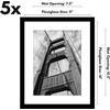 image:imageAmericanflat 11x14 Picture Frame 5Pack  Matted to 8x11  Black  Slim Molding construction Polished plexiglass front hangs vertical or horizontal sawtooth hangers includedBlack