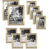 image:imageAmericanflat Set of 10 Picture Frames with ShatterResistant Glass  Gallery Wall Frame Set with Two 8x10 Four 5x7 and Four 4x6 Frames  Signature Collection  Driftwood  Includes two 8x10 four 5x7 and four 4x6 shatterresistant glass hanging hardware includedGold