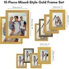 image:imageAmericanflat Set of 10 Picture Frames with ShatterResistant Glass  Gallery Wall Frame Set with Two 8x10 Four 5x7 and Four 4x6 Frames  Signature Collection  Driftwood  Includes two 8x10 four 5x7 and four 4x6 shatterresistant glass hanging hardware includedOrnate Gold