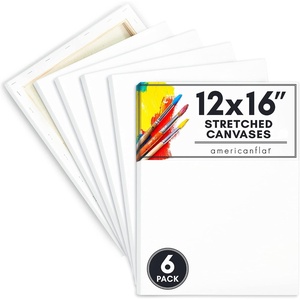image:imageAmericanflat 10 Piece 5x7 Pre Stretched Blank Canvas Boards with 064 Inch Thick Wooden Frame  100 Cotton Canvas for Painting6 Pack  12x16