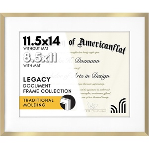 image:imageAmericanflat 11x14 Picture Frame 2Pack  Matted to 85x11  Black  Slim Molding construction Shatterresistant glass hangs vertical or horizontal sawtooth hangers includedGold