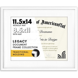 image:imageAmericanflat 11x14 Picture Frame 2Pack  Matted to 85x11  Black  Slim Molding construction Shatterresistant glass hangs vertical or horizontal sawtooth hangers includedWhite