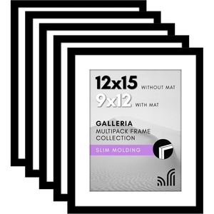 image:imageAmericanflat 11x14 Picture Frame 5Pack  Matted to 8x11  Black  Slim Molding construction Polished plexiglass front hangs vertical or horizontal sawtooth hangers includedBlack Pack of 5