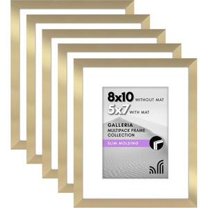 image:imageAmericanflat 11x14 Picture Frame 5Pack  Matted to 8x11  Black  Slim Molding construction Polished plexiglass front hangs vertical or horizontal sawtooth hangers includedGold