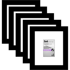 image:imageAmericanflat 11x14 Picture Frame 5Pack  Matted to 8x11  Black  Slim Molding construction Polished plexiglass front hangs vertical or horizontal sawtooth hangers includedBlack