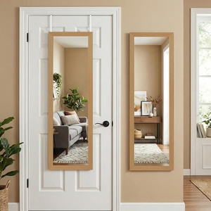 image:imageAmericanflat 15x51 Over The Door Mirror  Hanging Full Length Mirrors with Engineered Wood  Modern Mirror for Bathroom Bedroom Living Room  Mirrors for Wall Display and Home Decor  BlackDark Oak