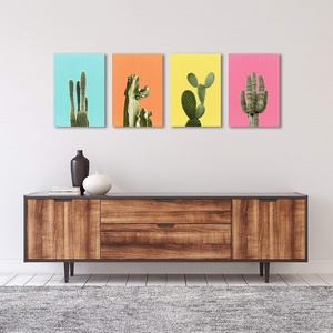 image:imageAmericanflat Cactus Art Set By Lila  Lola  4 Piece Wrapped Canvas Set 11x14 Multicolored Set of 4Multicolored