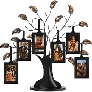 image:imageAmericanflat Family Tree Picture Frame  Includes 12 Hanging 2x3 Picture Frames  Adjustable Ribbon Tassels  Ideal as Mothers Day Gifts or Christmas Decor  Black and Bronze  Gifts for MomBlack