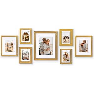 image:imageAmericanflat Set of 10 Picture Frames with ShatterResistant Glass  Gallery Wall Frame Set with Two 8x10 Four 5x7 and Four 4x6 Frames  Signature Collection  Driftwood  Includes two 8x10 four 5x7 and four 4x6 shatterresistant glass hanging hardware includedOrnate Gold