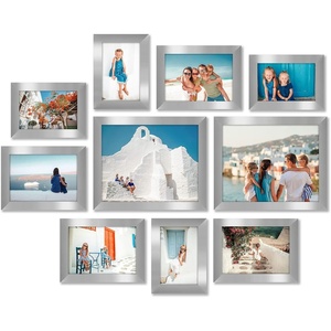 image:imageAmericanflat Set of 10 Picture Frames with ShatterResistant Glass  Gallery Wall Frame Set with Two 8x10 Four 5x7 and Four 4x6 Frames  Signature Collection  Driftwood  Includes two 8x10 four 5x7 and four 4x6 shatterresistant glass hanging hardware includedSilver