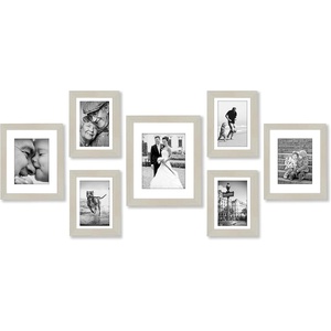 image:imageAmericanflat Set of 10 Picture Frames with ShatterResistant Glass  Gallery Wall Frame Set with Two 8x10 Four 5x7 and Four 4x6 Frames  Signature Collection  Driftwood  Includes two 8x10 four 5x7 and four 4x6 shatterresistant glass hanging hardware includedLight Wood