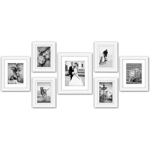image:imageAmericanflat Set of 10 Picture Frames with ShatterResistant Glass  Gallery Wall Frame Set with Two 8x10 Four 5x7 and Four 4x6 Frames  Signature Collection  Driftwood  Includes two 8x10 four 5x7 and four 4x6 shatterresistant glass hanging hardware includedWhite