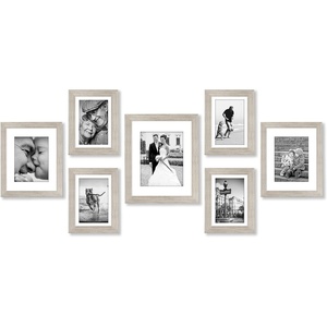image:imageAmericanflat Set of 10 Picture Frames with ShatterResistant Glass  Gallery Wall Frame Set with Two 8x10 Four 5x7 and Four 4x6 Frames  Signature Collection  Driftwood  Includes two 8x10 four 5x7 and four 4x6 shatterresistant glass hanging hardware includedDriftwood