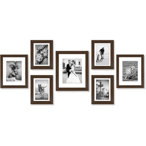 image:imageAmericanflat Set of 10 Picture Frames with ShatterResistant Glass  Gallery Wall Frame Set with Two 8x10 Four 5x7 and Four 4x6 Frames  Signature Collection  Driftwood  Includes two 8x10 four 5x7 and four 4x6 shatterresistant glass hanging hardware includedWalnut