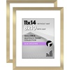 image:imageAmericanflat 11x14 Picture Frame 2Pack  Matted to 8x10  White  Slim Molding construction Polished plexiglass front hangs vertical or horizontal sawtooth hangers includedGold