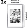 image:imageAmericanflat 11x14 Picture Frame 2Pack  Matted to 8x10  White  Slim Molding construction Polished plexiglass front hangs vertical or horizontal sawtooth hangers includedSilver