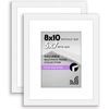 image:imageAmericanflat 11x14 Picture Frame 2Pack  Matted to 8x10  White  Slim Molding construction Polished plexiglass front hangs vertical or horizontal sawtooth hangers includedWhite