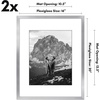 image:imageAmericanflat 11x14 Picture Frame 2Pack  Matted to 8x10  White  Slim Molding construction Polished plexiglass front hangs vertical or horizontal sawtooth hangers includedSilver