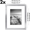image:imageAmericanflat 11x14 Picture Frame 2Pack  Matted to 8x10  White  Slim Molding construction Polished plexiglass front hangs vertical or horizontal sawtooth hangers includedSilver
