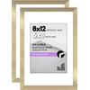 image:imageAmericanflat 11x14 Picture Frame 2Pack  Matted to 8x10  White  Slim Molding construction Polished plexiglass front hangs vertical or horizontal sawtooth hangers includedGold