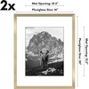 image:imageAmericanflat 11x14 Picture Frame 2Pack  Matted to 8x10  White  Slim Molding construction Polished plexiglass front hangs vertical or horizontal sawtooth hangers includedGold